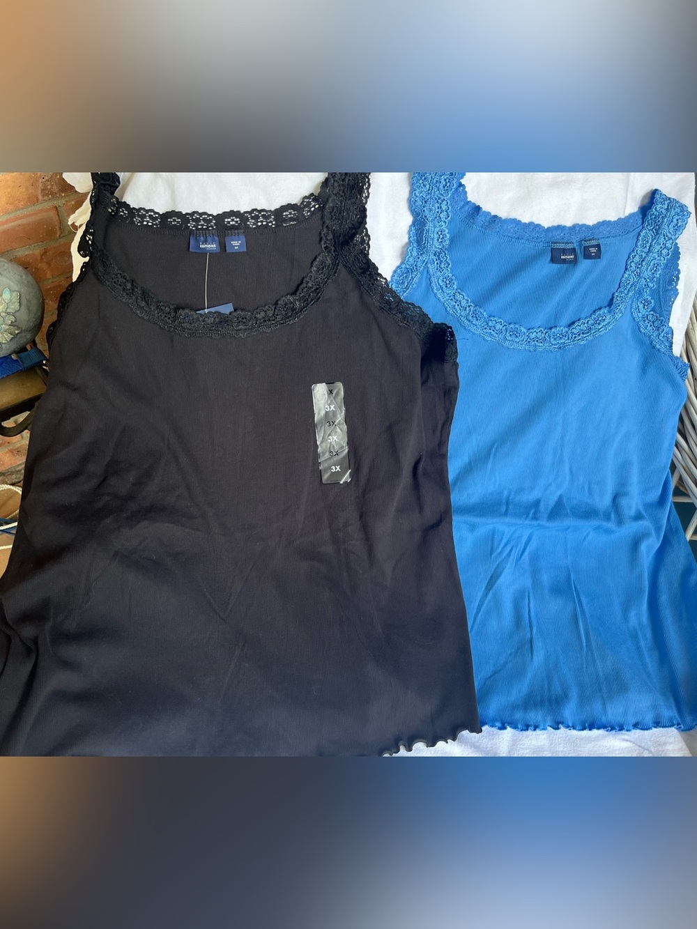 Basic Editions NWT Woman Lace Trim Ribbed Tank Top Plus Size 3X Bundle
